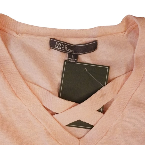 89th & Madison Womens Pink‎ Long Sleeve V Neck Pullover Blouse Top Size Small - Picture 5 of 10